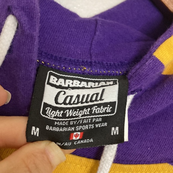 Barbarian Rugby Casuals Hoodie Men's Medium Laurier University Purple Yellow - Picture 9 of 11